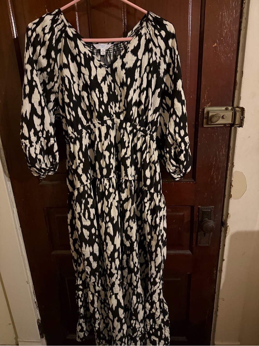 Black & White Printed Maxi Dress with Tiered Skirt